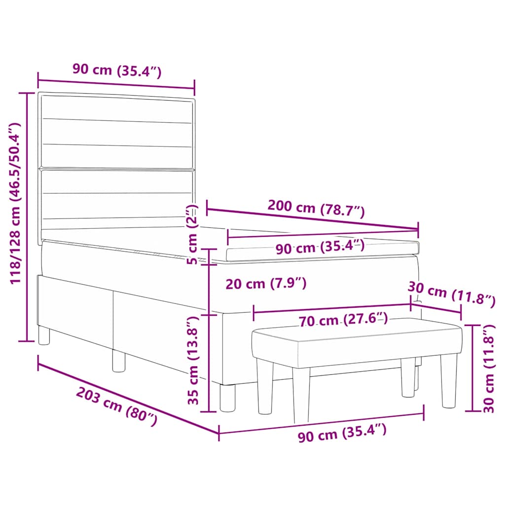 Box Spring Seng Med Pude Stof - Billede 13