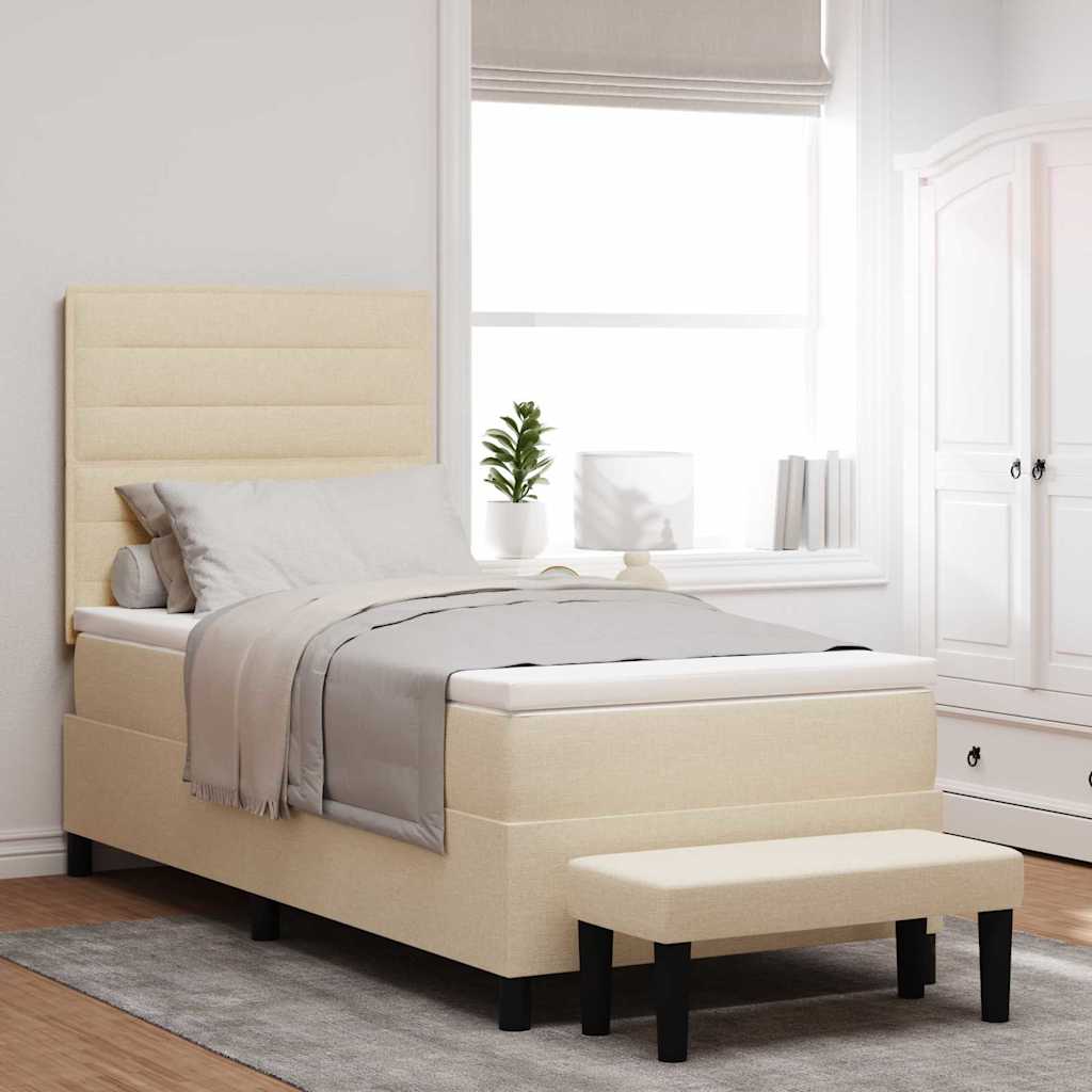 Box Spring Seng Med Pude Med Hovedgærde Stof - Hovedbillede
