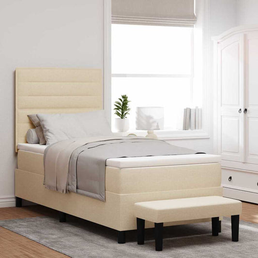 Box Spring Seng Med Pude Med Hovedgærde Stof - Hovedbillede