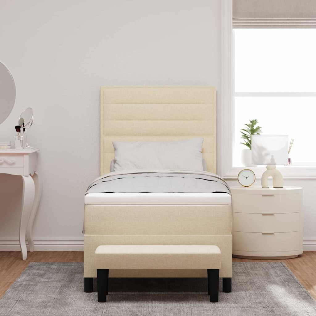 Box Spring Seng Med Pude Med Hovedgærde Stof - Billede 3