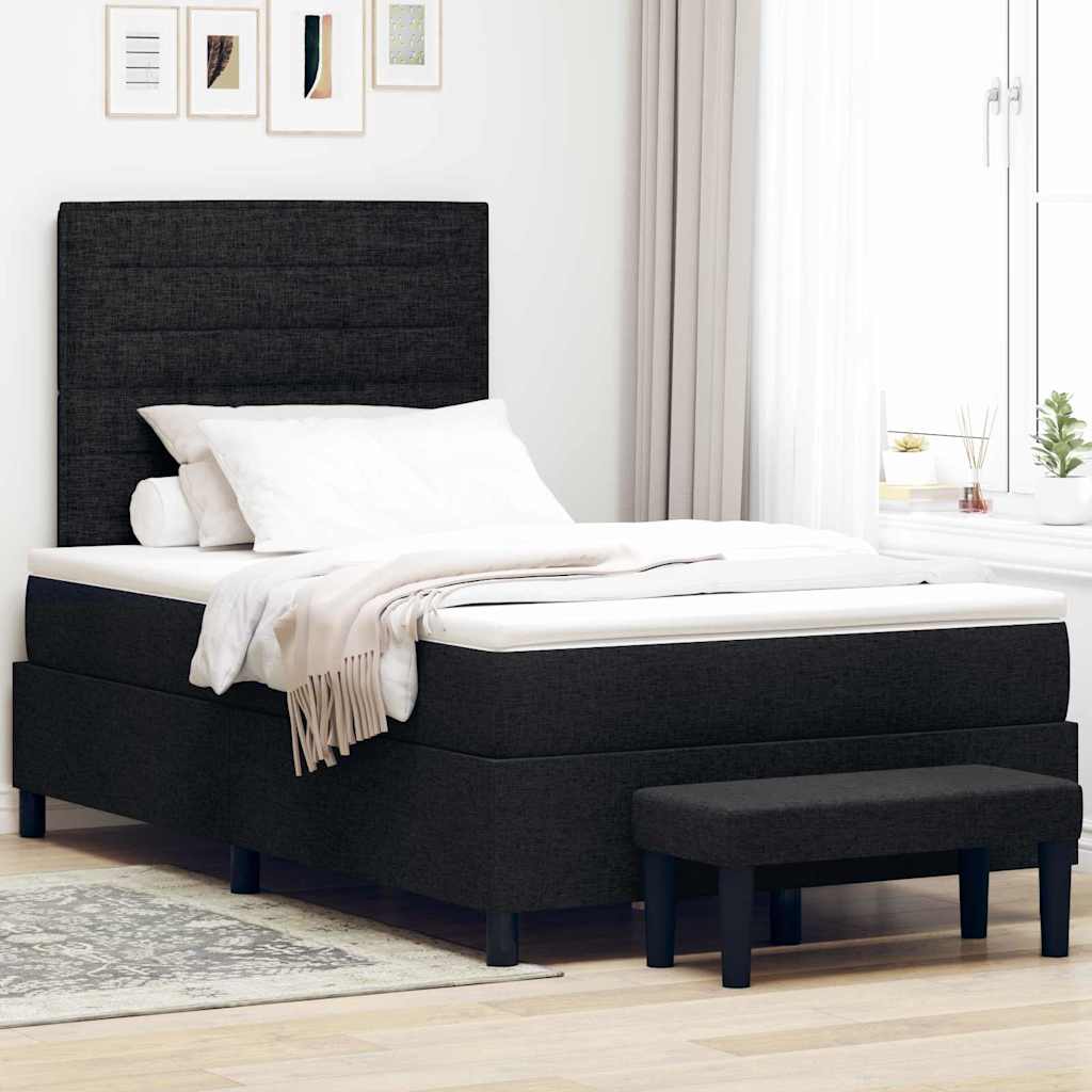 Box Spring Seng Med Madras Sort 120 X 190 Cm Stof - Hovedbillede