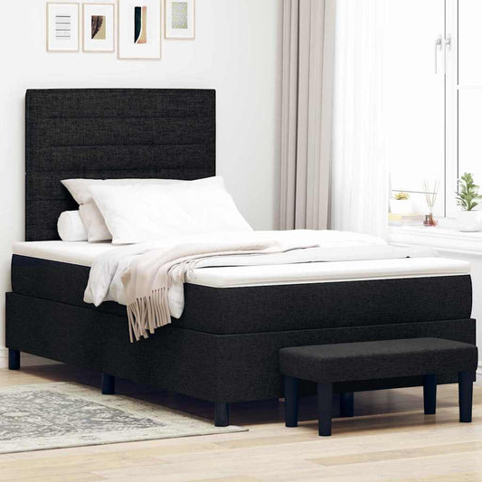 Box Spring Seng Med Madras Sort 120 X 190 Cm Stof - Hovedbillede
