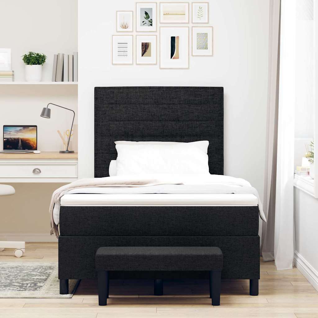Box Spring Seng Med Madras Sort 120 X 190 Cm Stof - Billede 5