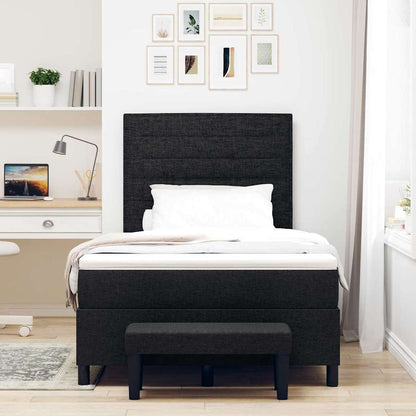 Box Spring Seng Med Madras Sort 120 X 190 Cm Stof - Billede 5