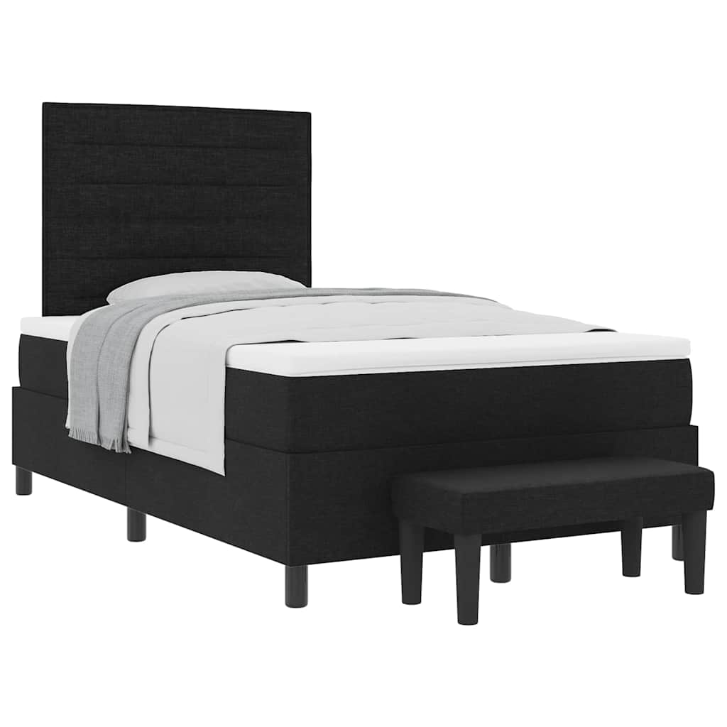 Box Spring Seng Med Madras Sort 120 X 190 Cm Stof - Billede 3