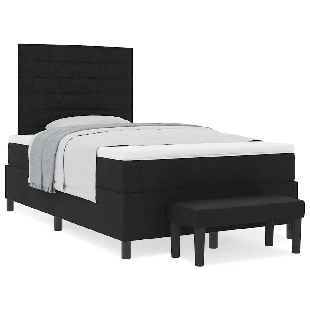 Box Spring Seng Med Madras Sort 120 X 190 Cm Stof - Billede 4