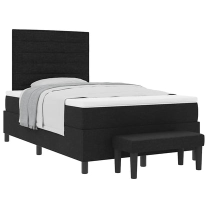 Box Spring Seng Med Madras Sort 120 X 200 Cm Stof - Billede 3