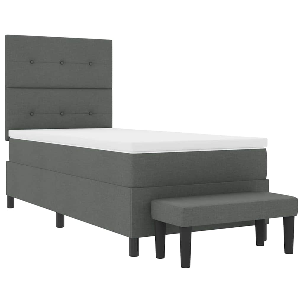 Box Spring Seng Med Madras Mørkegrå 80 X 200 Cm Stof - Billede 8