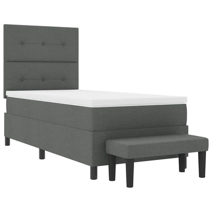 Box Spring Seng Med Madras Mørkegrå 80 X 200 Cm Stof - Billede 8