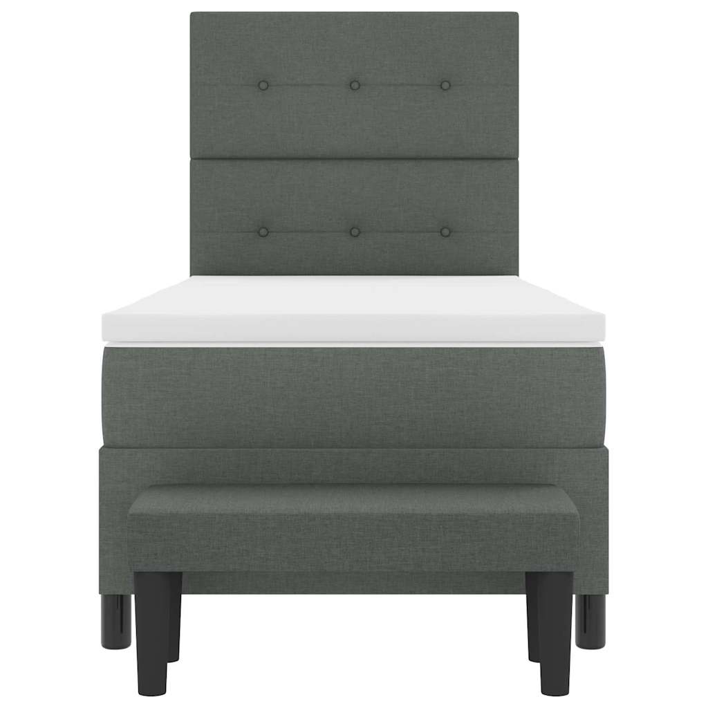 Box Spring Seng Med Madras Mørkegrå 80 X 200 Cm Stof - Billede 9
