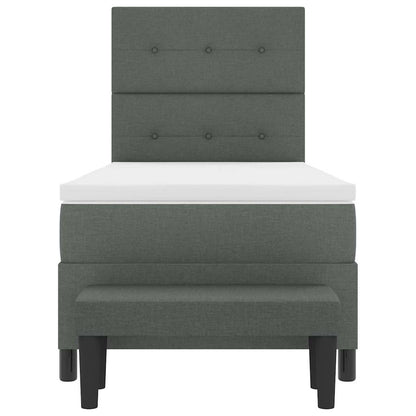 Box Spring Seng Med Madras Mørkegrå 80 X 200 Cm Stof - Billede 9