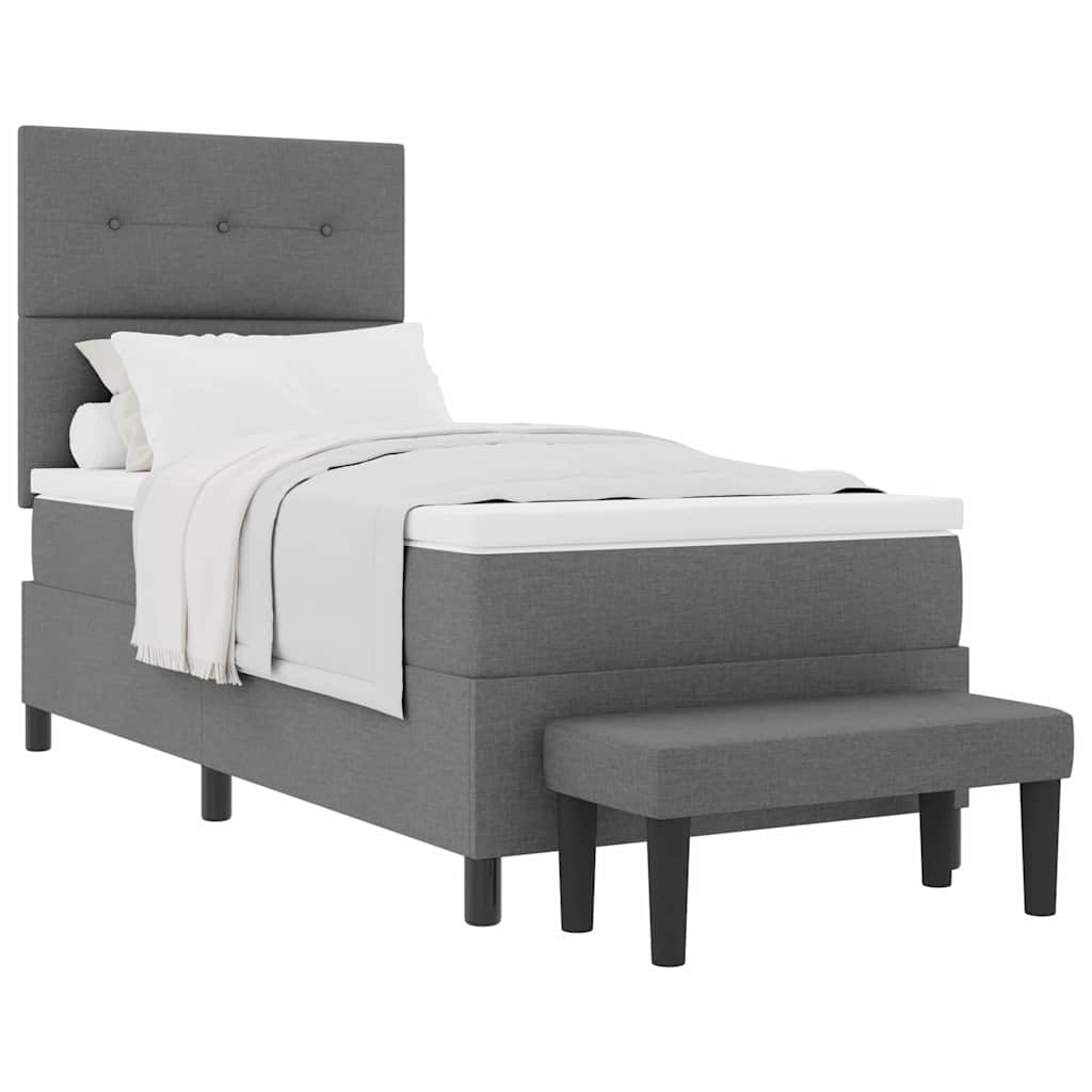 Box Spring Seng Med Madras Mørkegrå 80 X 200 Cm Stof - Billede 3