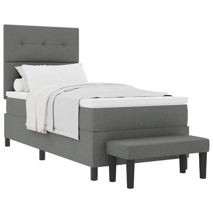 Box Spring Seng Med Madras Mørkegrå 80 X 200 Cm Stof - Billede 3