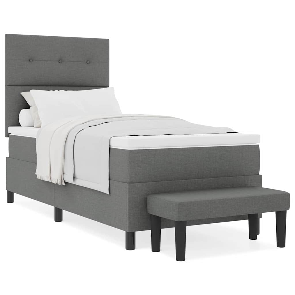 Box Spring Seng Med Madras Mørkegrå 80 X 200 Cm Stof - Billede 4
