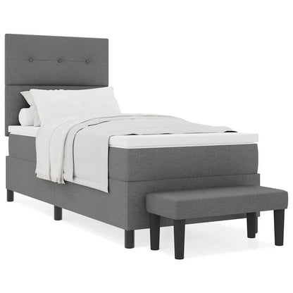 Box Spring Seng Med Madras Mørkegrå 80 X 200 Cm Stof - Billede 4