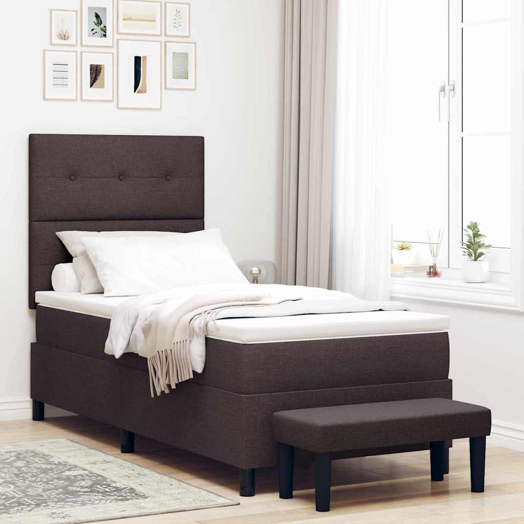 Box Spring Seng Med Madras Mørk Brun 100 X 200 Cm Stof - Hovedbillede