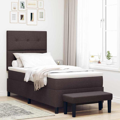 Box Spring Seng Med Madras Mørk Brun 100 X 200 Cm Stof - Hovedbillede
