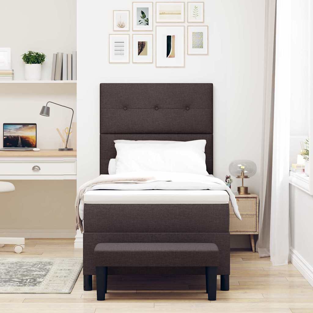 Box Spring Seng Med Madras Mørk Brun 100 X 200 Cm Stof - Billede 5
