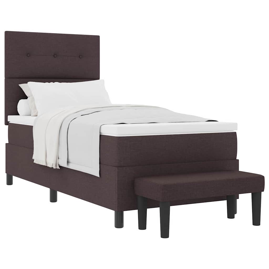 Box Spring Seng Med Madras Mørk Brun 100 X 200 Cm Stof - Billede 3