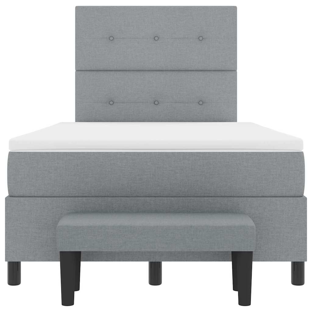 Box Spring Seng Med Madras Lysegrå 120 X 190 Cm Stof - Billede 9