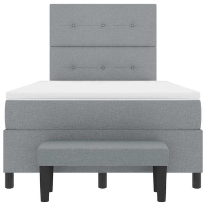 Box Spring Seng Med Madras Lysegrå 120 X 190 Cm Stof - Billede 9