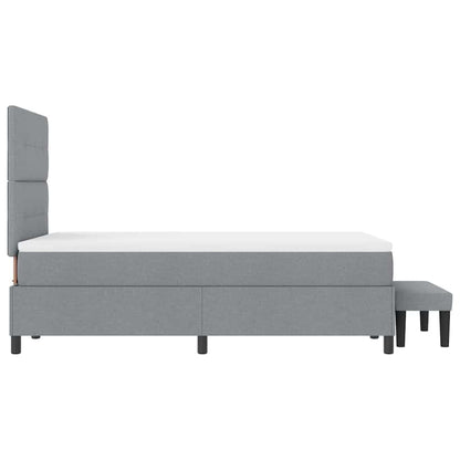 Box Spring Seng Med Madras Lysegrå 120 X 190 Cm Stof - Billede 10