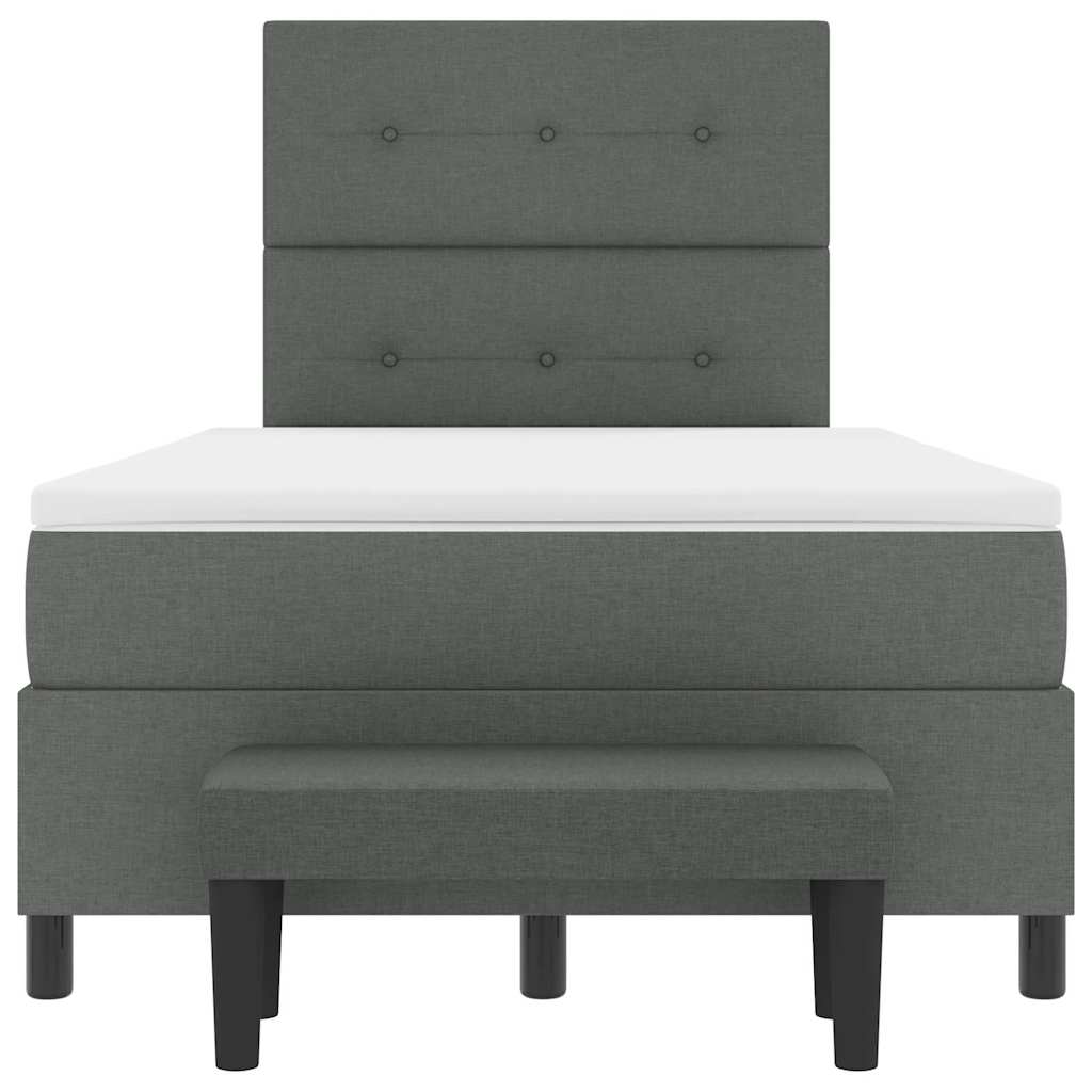 Box Spring Seng Med Madras Mørkegrå 120 X 190 Cm Stof - Billede 9