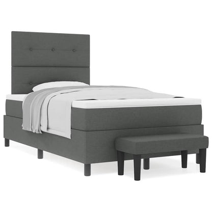 Box Spring Seng Med Madras Mørkegrå 120 X 190 Cm Stof - Billede 4