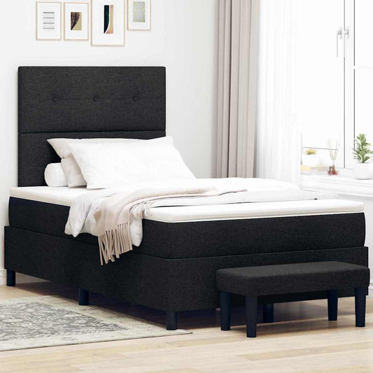 Box Spring Seng Med Madras Sort 120 X 190 Cm Stof - Hovedbillede