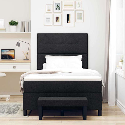 Box Spring Seng Med Madras Sort 120 X 190 Cm Stof - Billede 5