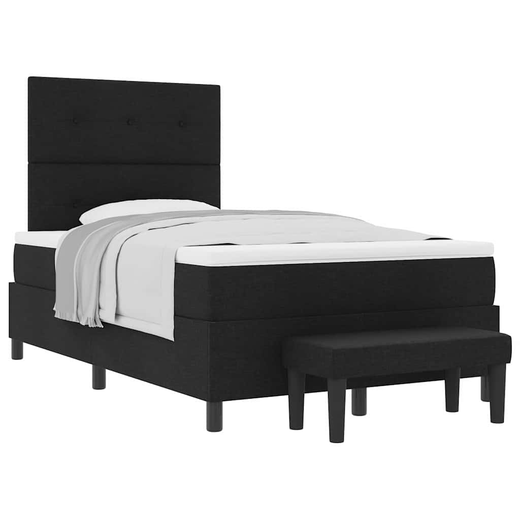 Box Spring Seng Med Madras Sort 120 X 190 Cm Stof - Billede 3