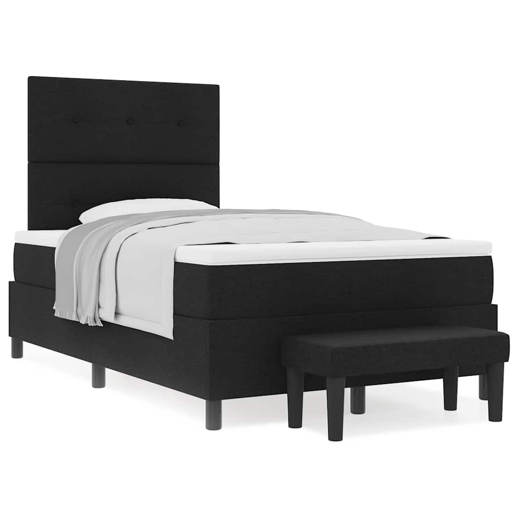 Box Spring Seng Med Madras Sort 120 X 190 Cm Stof - Billede 4