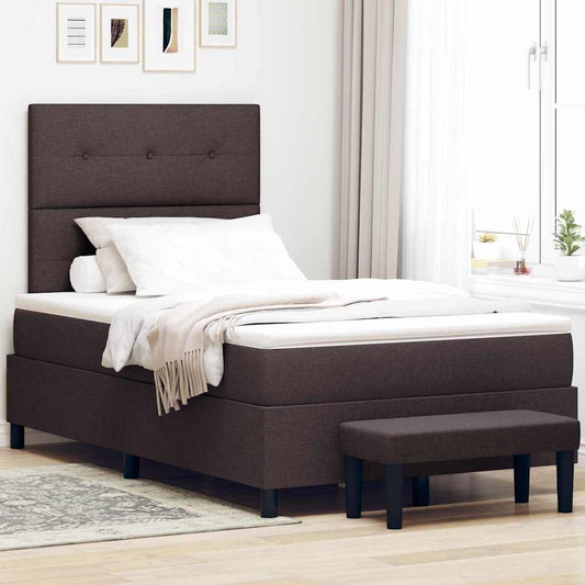 Box Spring Seng Med Madras Mørk Brun 120 X 190 Cm Stof - Hovedbillede