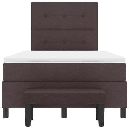 Box Spring Seng Med Madras Mørk Brun 120 X 190 Cm Stof - Billede 8