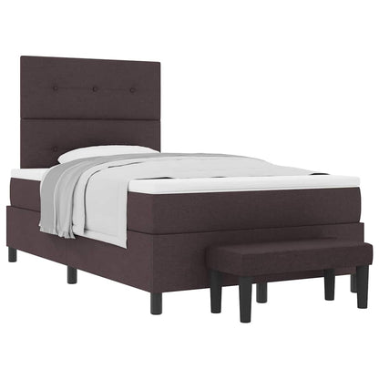 Box Spring Seng Med Madras Mørk Brun 120 X 190 Cm Stof - Billede 3