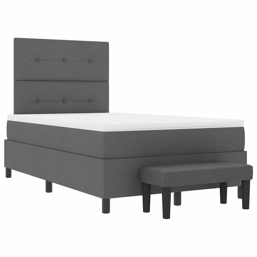 Box Spring Seng Med Madras Mørkegrå 120 X 200 Cm Stof - Billede 2