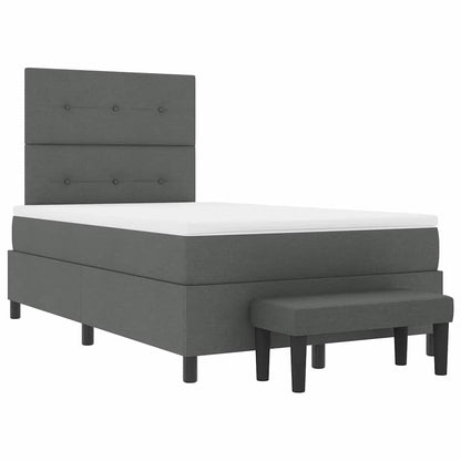 Box Spring Seng Med Madras Mørkegrå 120 X 200 Cm Stof - Billede 2