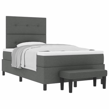 Box Spring Seng Med Madras Mørkegrå 120 X 200 Cm Stof - Billede 3