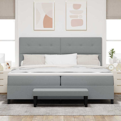 Box Spring Seng Med Madras Lysegrå 200 X 200 Cm Stof - Billede 5