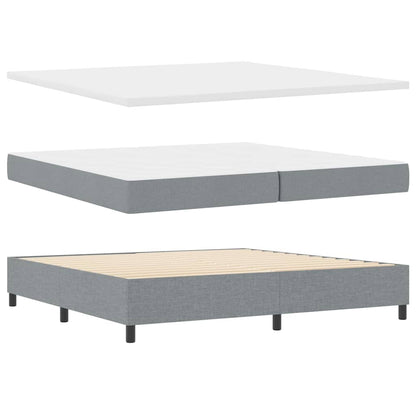 Box Spring Seng Med Madras Lysegrå 200 X 200 Cm Stof - Billede 2