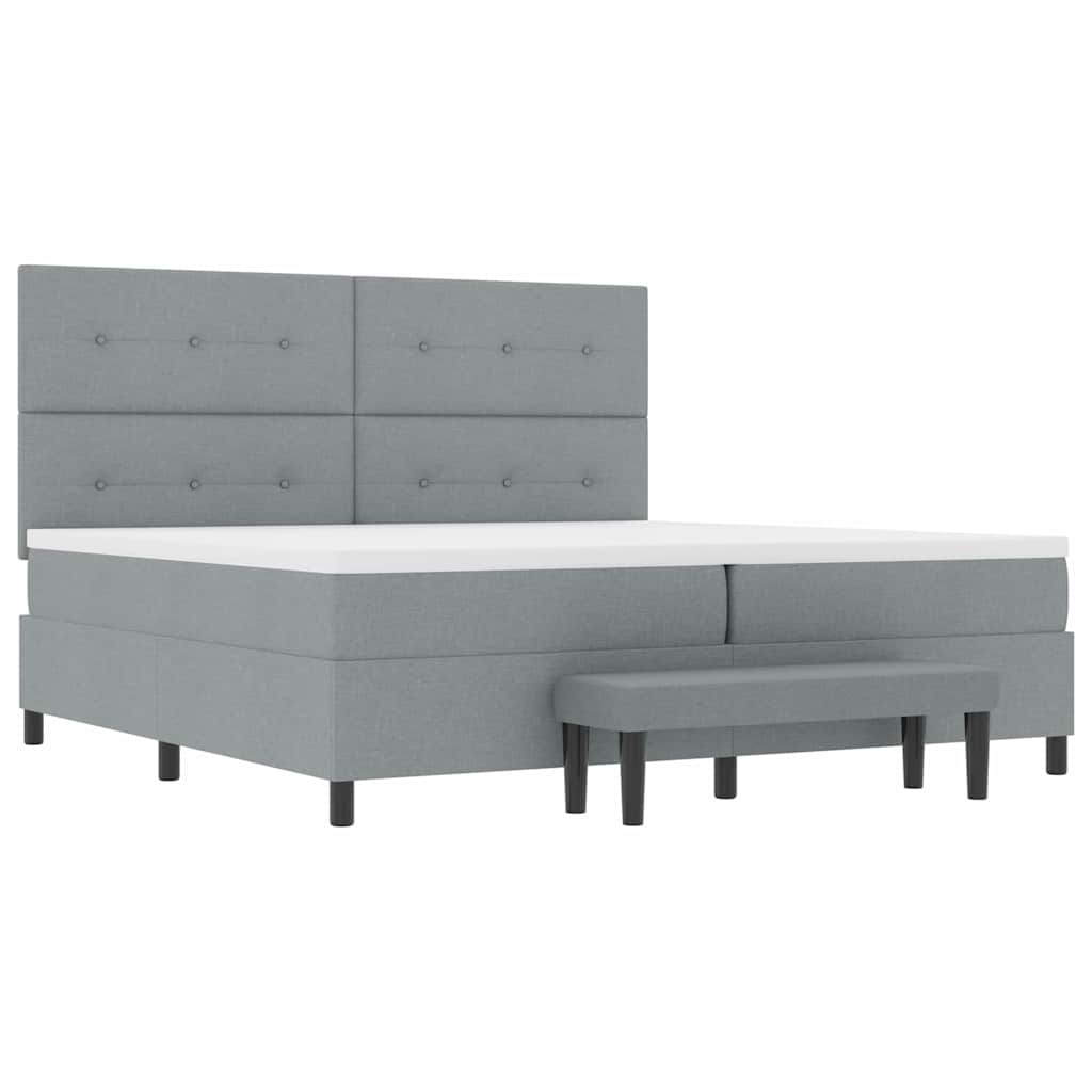 Box Spring Seng Med Madras Lysegrå 200 X 200 Cm Stof - Billede 8