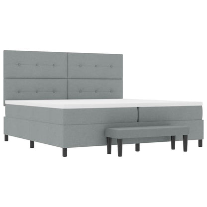 Box Spring Seng Med Madras Lysegrå 200 X 200 Cm Stof - Billede 8