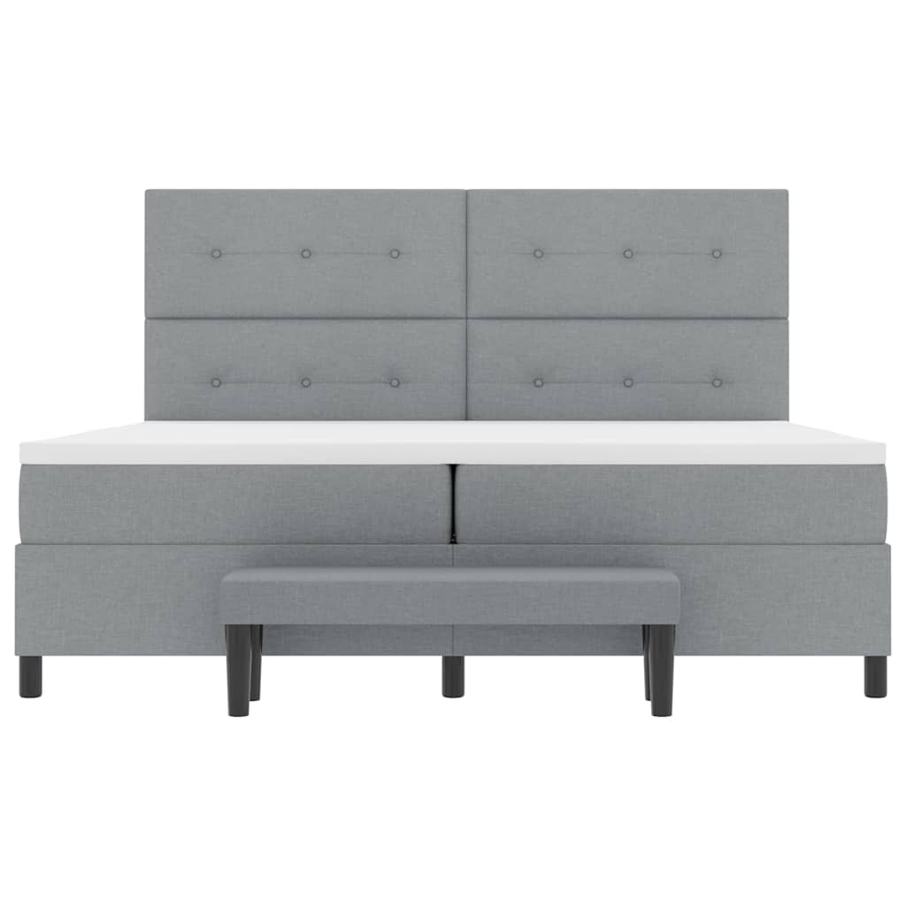 Box Spring Seng Med Madras Lysegrå 200 X 200 Cm Stof - Billede 9