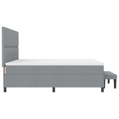Box Spring Seng Med Madras Lysegrå 200 X 200 Cm Stof - Billede 10