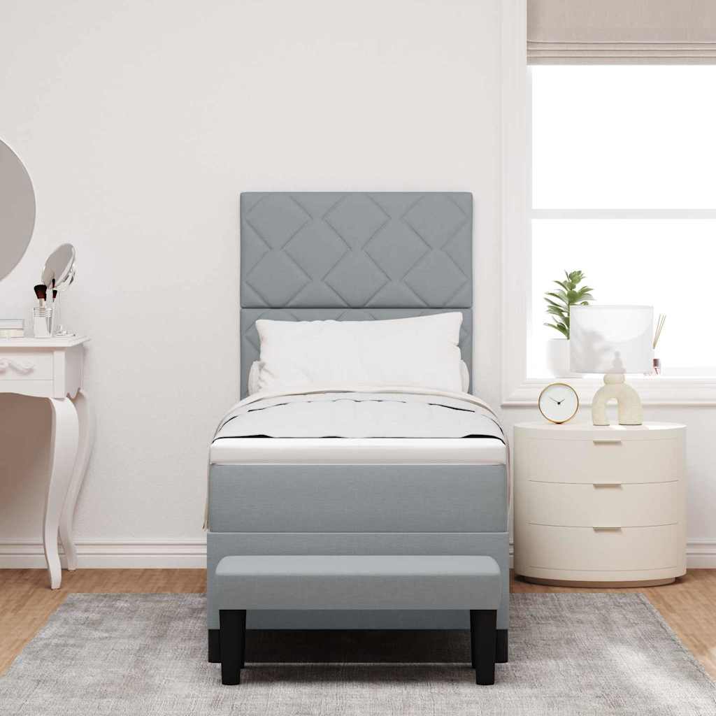 Box Spring Seng Med Madras Lysegrå 80 X 200 Cm Stof - Billede 5
