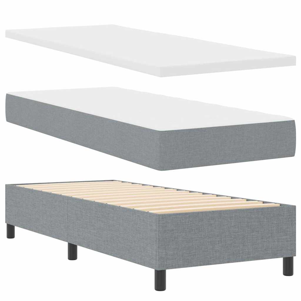 Box Spring Seng Med Madras Lysegrå 80 X 200 Cm Stof - Billede 2