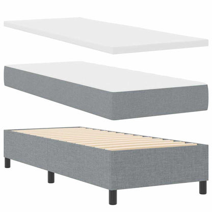 Box Spring Seng Med Madras Lysegrå 80 X 200 Cm Stof - Billede 2