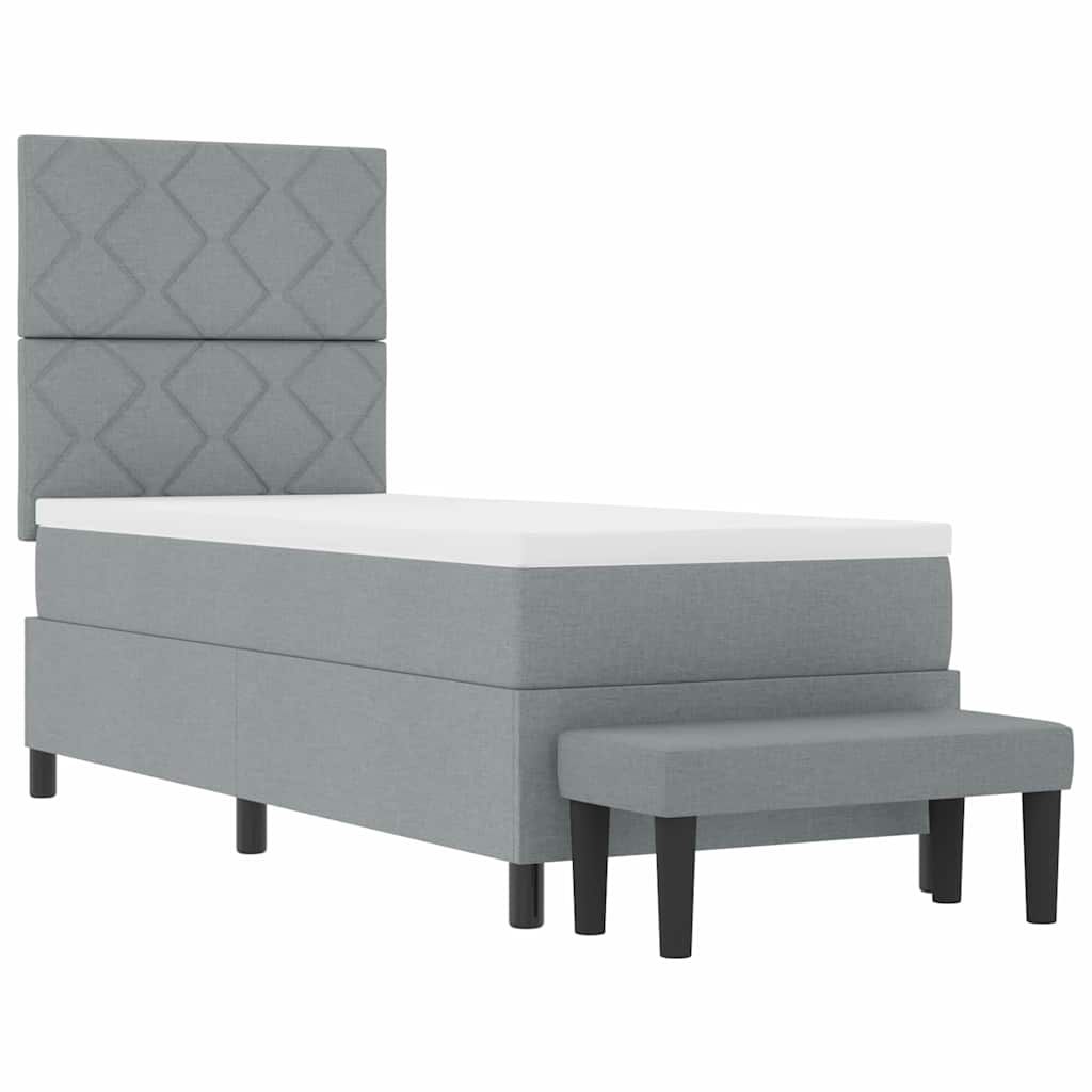 Box Spring Seng Med Madras Lysegrå 80 X 200 Cm Stof - Billede 8