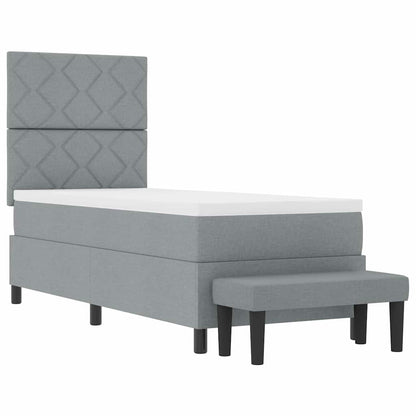 Box Spring Seng Med Madras Lysegrå 80 X 200 Cm Stof - Billede 8