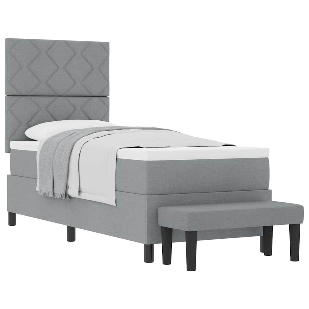 Box Spring Seng Med Madras Lysegrå 80 X 200 Cm Stof - Billede 3